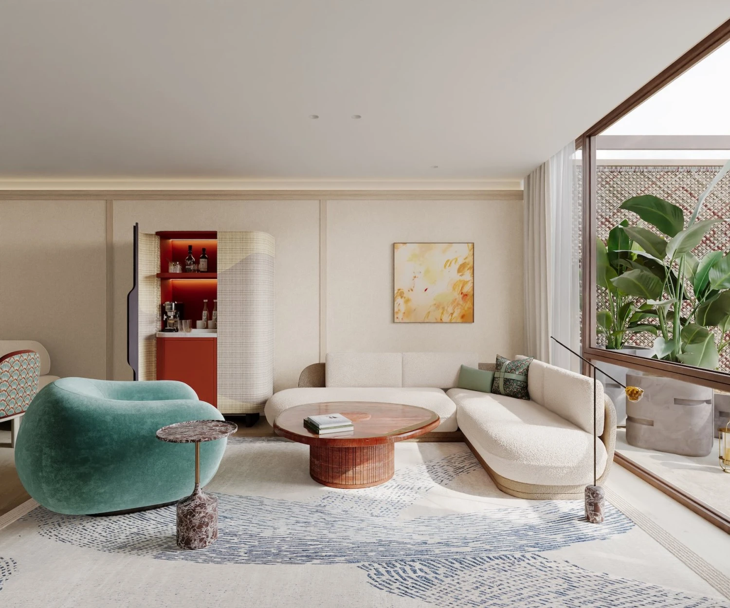 Suite living room at Hotel Miramar Barcelona